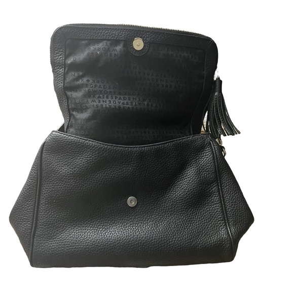 KATE SPADE New York Mini Carmen Southport Avenue Leather Fold-Over Bag Black - Picture 9 of 10